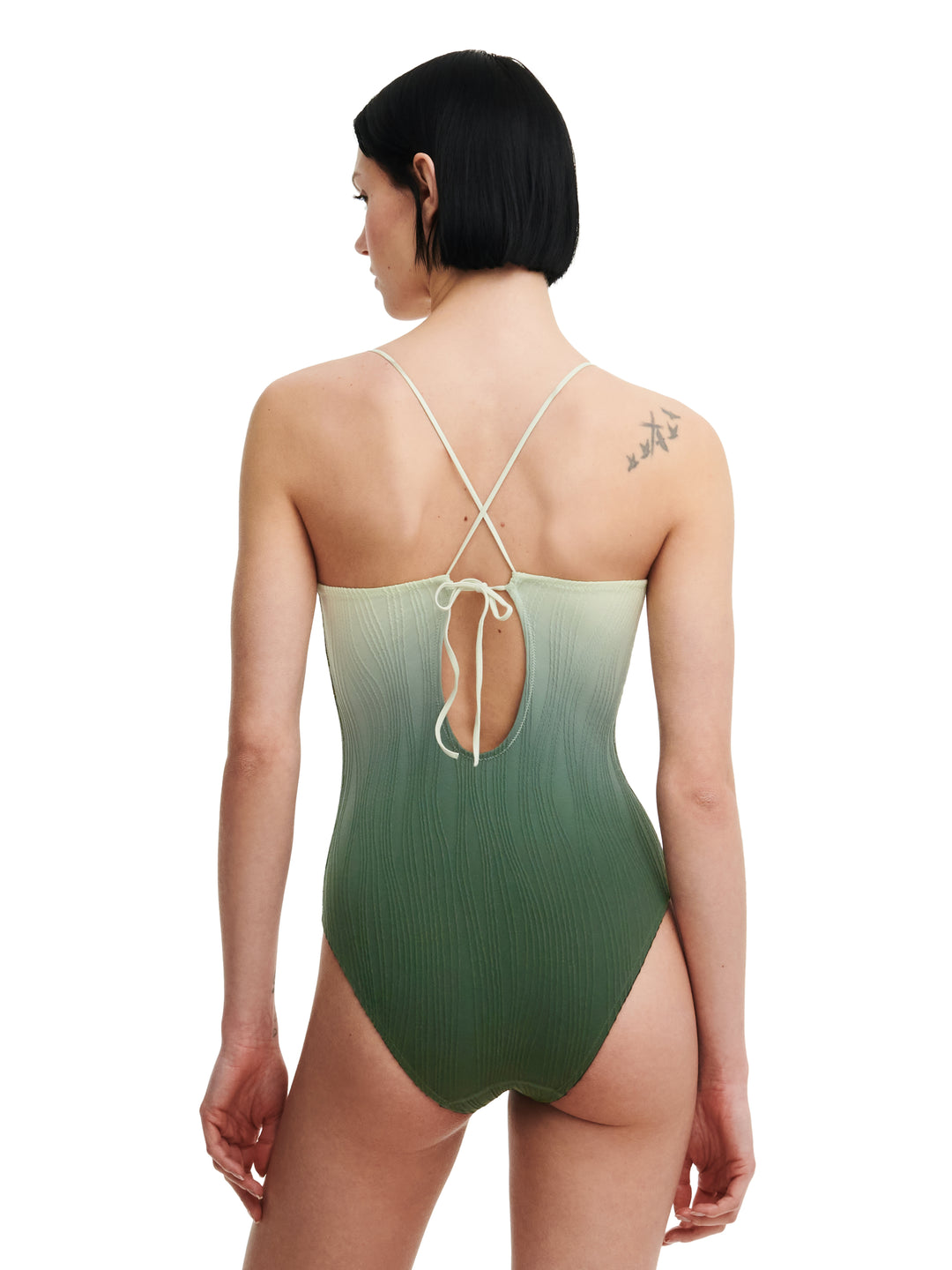 Chantelle Swimwear - Swim One Size Wirefree Plunge T-Shirt Swimsuit Green tie & dye