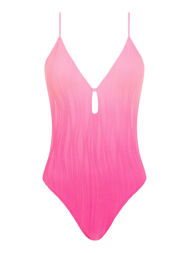 Chantelle Swimwear - Swim One Size Wirefree Plunge T-Shirt Swimsuit Pink Tie And Dye