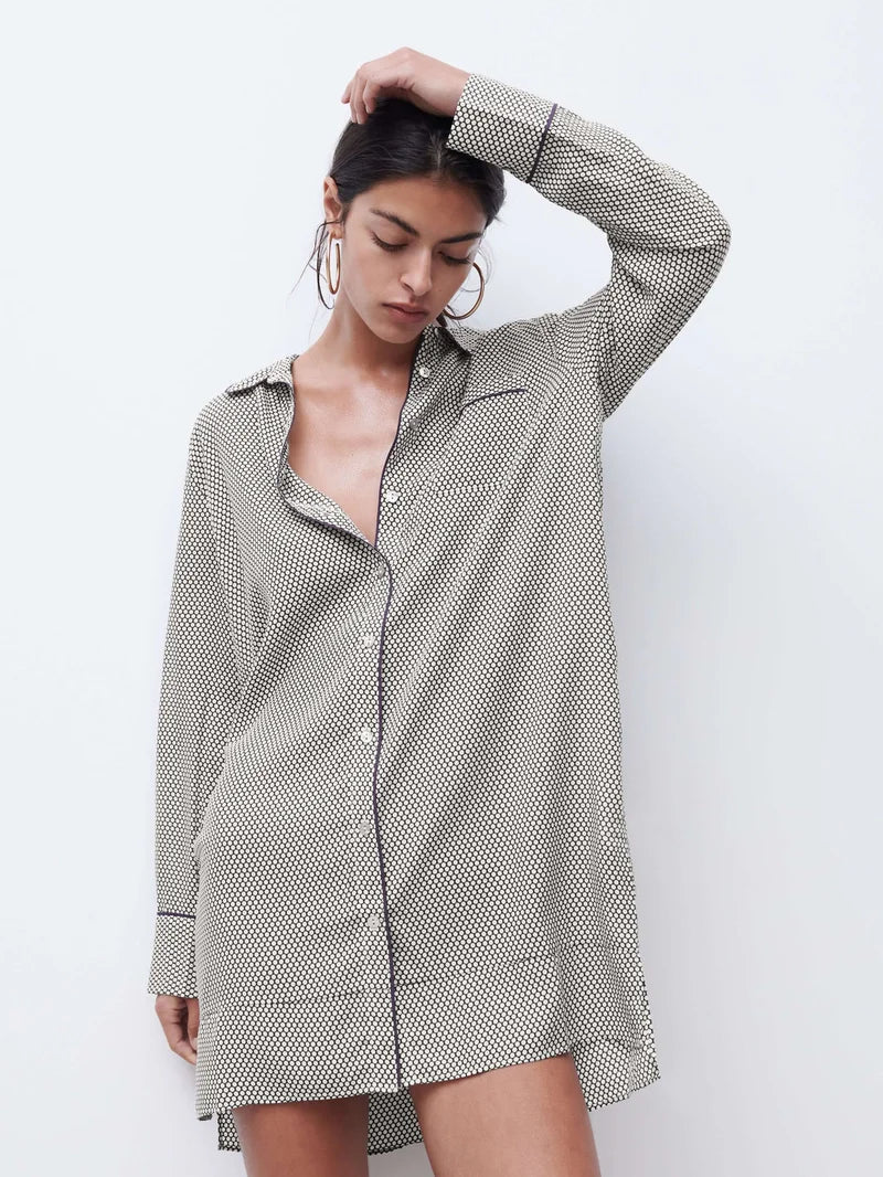 Chantelle - Billie Ls Nightgown Beige Dots