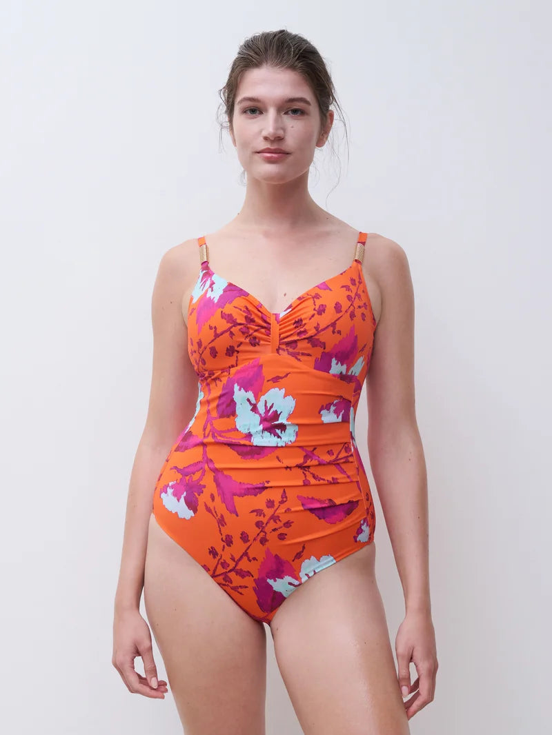 Chantelle Swimwear - Icon Covering Underwired Swimsuit Painted Flowers