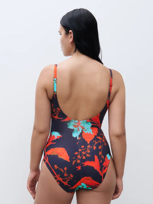 Chantelle Swimwear - Icon Covering Underwired Swimsuit Ink Flowers