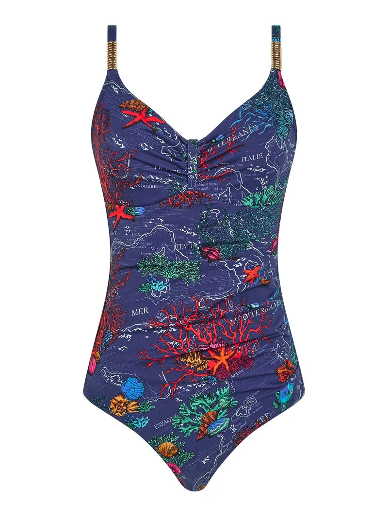 Chantelle Swimwear - Icon Covering Underwired Swimsuit Dark Mediterranean