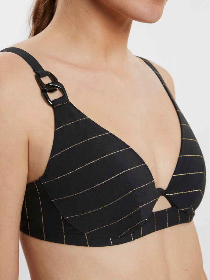 Traje de baño Chantelle - Top de bikini escotado con un solo aro en negro Sun Bikini escotado de lúrex Fonce Traje de baño Chantelle