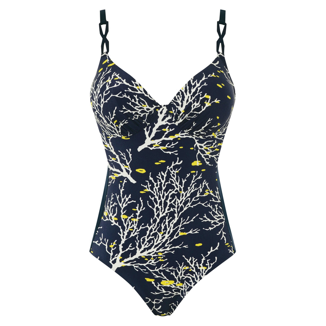 Chantelle Swimwear - Atlantis Plunge Underwired Swimsuit Blue Coral Plunge Swimsuit Chantelle Swimwear 