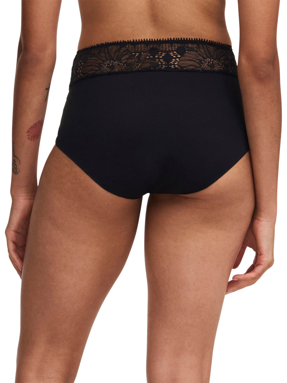 Chantelle Life High Waist Lace Brief - Black Full Brief Chantelle 