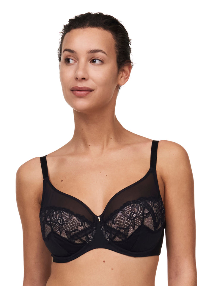 Chantelle Orangerie Dream Very Covering Underwired Bra - Black Full Cup Bra Chantelle 