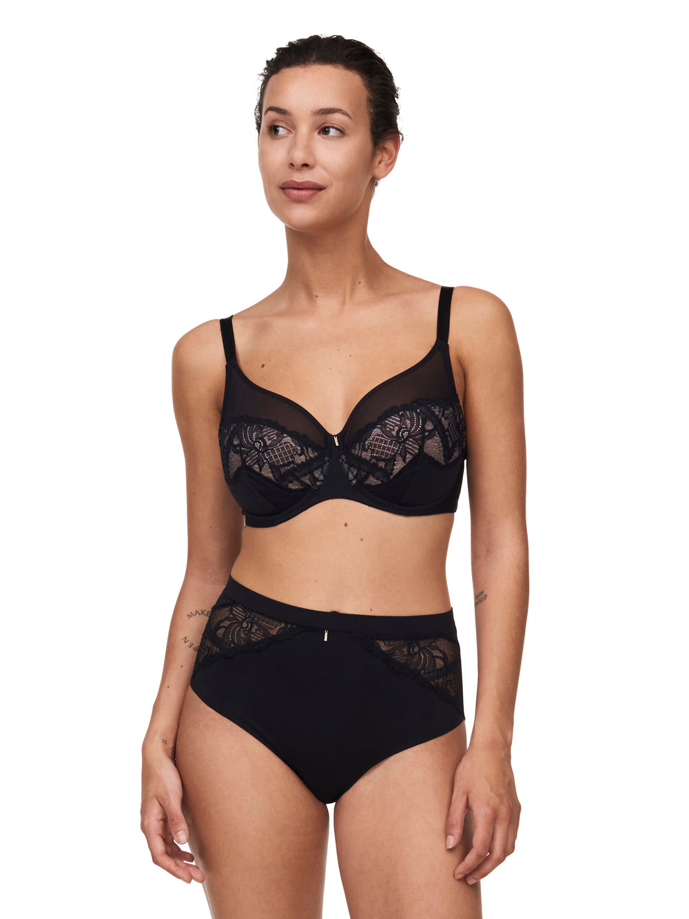 Chantelle Orangerie Dream Very Covering Underwired Bra - Black Full Cup Bra Chantelle 