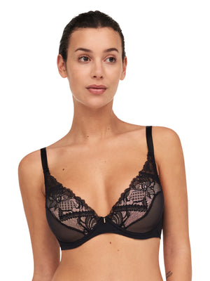 Chantelle Orangerie Dream Plunge T-Shirt Bra - Black Plunge Bra Chantelle 