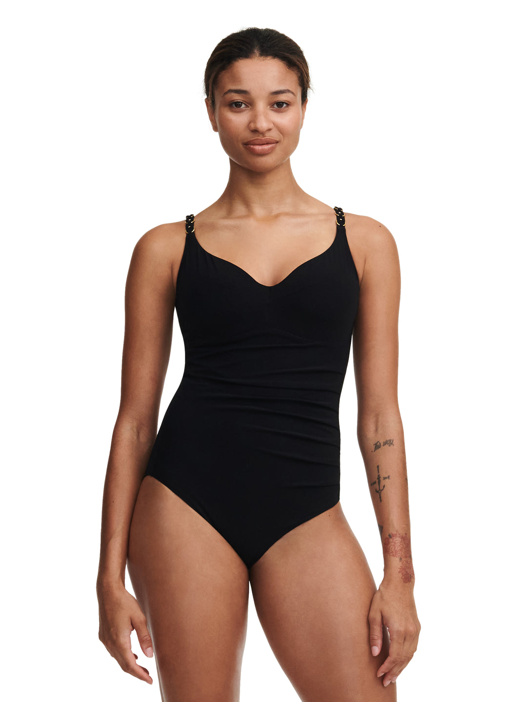 Chantelle Swimwear - Emblem Covering Underwired Swimsuit Black