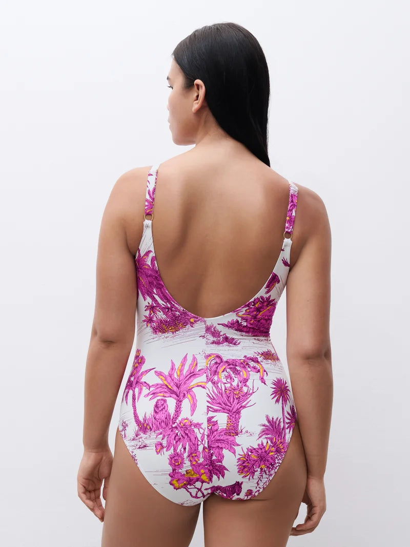 Chantelle Swimwear - Sauvage Covering Underwired Swimsuit White Jungle
