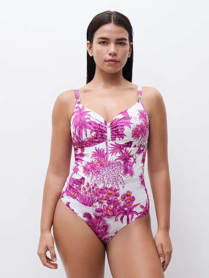 Chantelle Swimwear - Sauvage Covering Underwired Swimsuit White Jungle