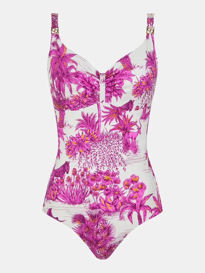 Chantelle Swimwear - Sauvage Covering Underwired Swimsuit White Jungle