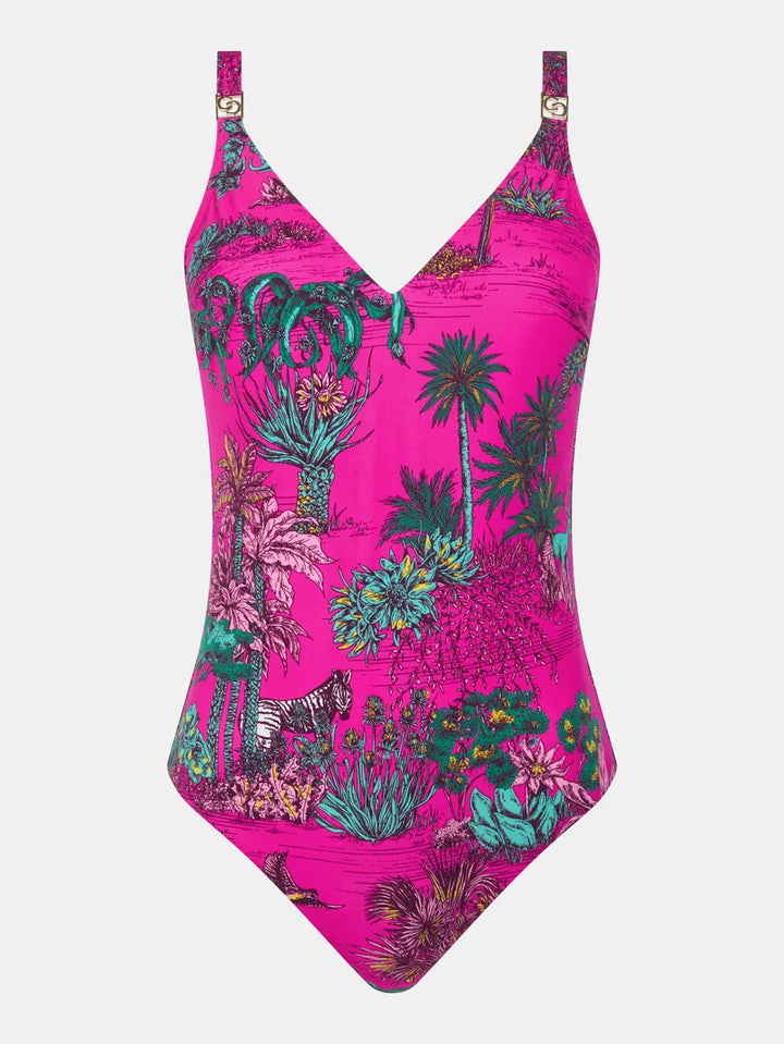 Chantelle Swimwear - Sauvage Wirefree Triangle Spacer Swimsuit Pink Jungle