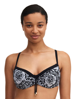 Chantelle Swimwear - Flowers Covering Underwired Bra (Adjustable) Black Flowers Full Cup Bikini Chantelle Swimwear 