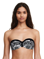 Chantelle Swimwear Flowers Bandeau Underwired Bra - Black Flowers Bandeau Bikini Chantelle 