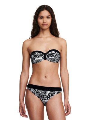 Chantelle Swimwear Flowers Bandeau Underwired Bra - Black Flowers Bandeau Bikini Chantelle 