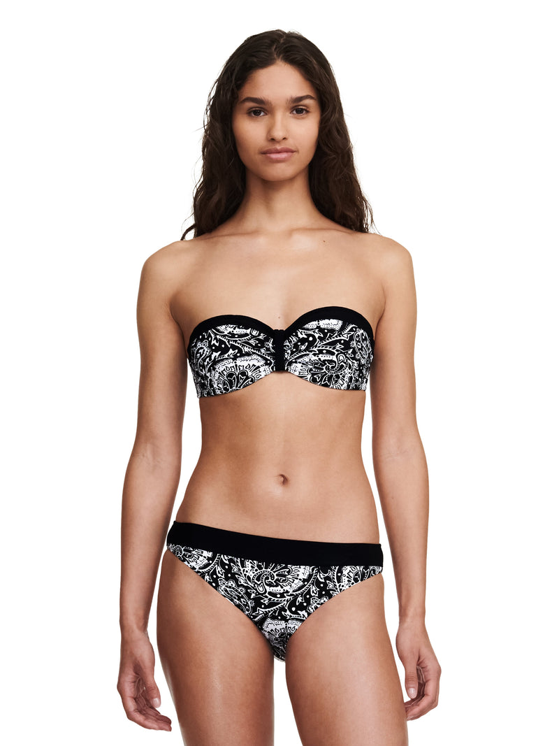 Chantelle Swimwear Flowers Bandeau Underwired Bra - Black Flowers Bandeau Bikini Chantelle 