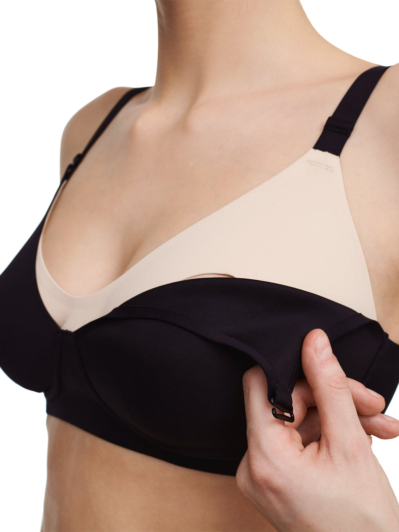 Chantelle Pure Maternity Nursing Bra (Wirefree) - Black Nursing Bra Chantelle 