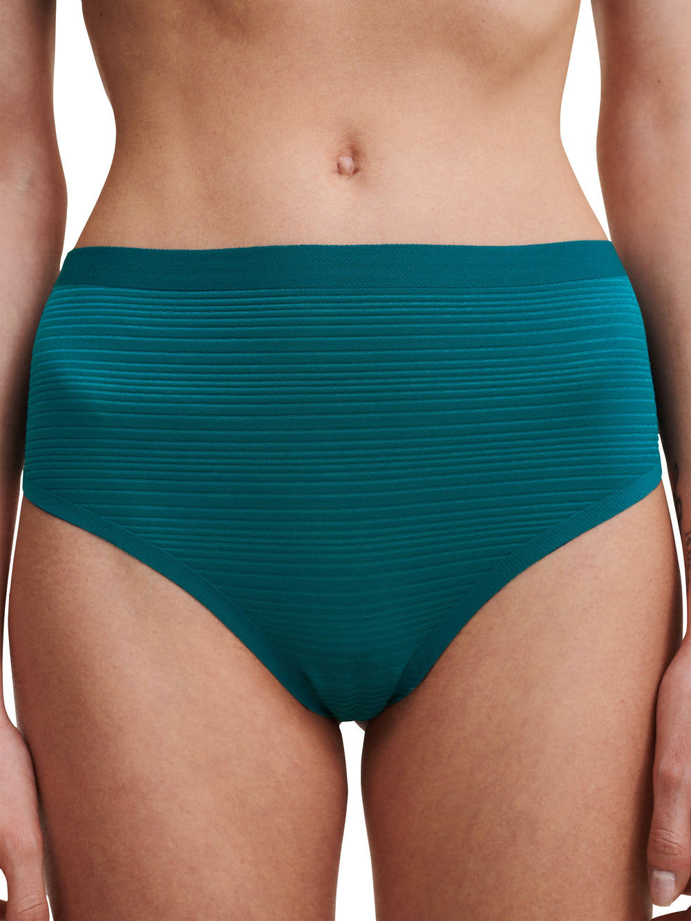 Chantelle - Softstretch Stripes High Waist Thong Oriental Green Thong Chantelle 