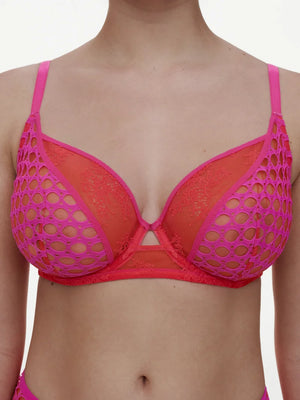 Chantelle - Poison Covering Underwired Bra Flame Red / Fuchsia Purple