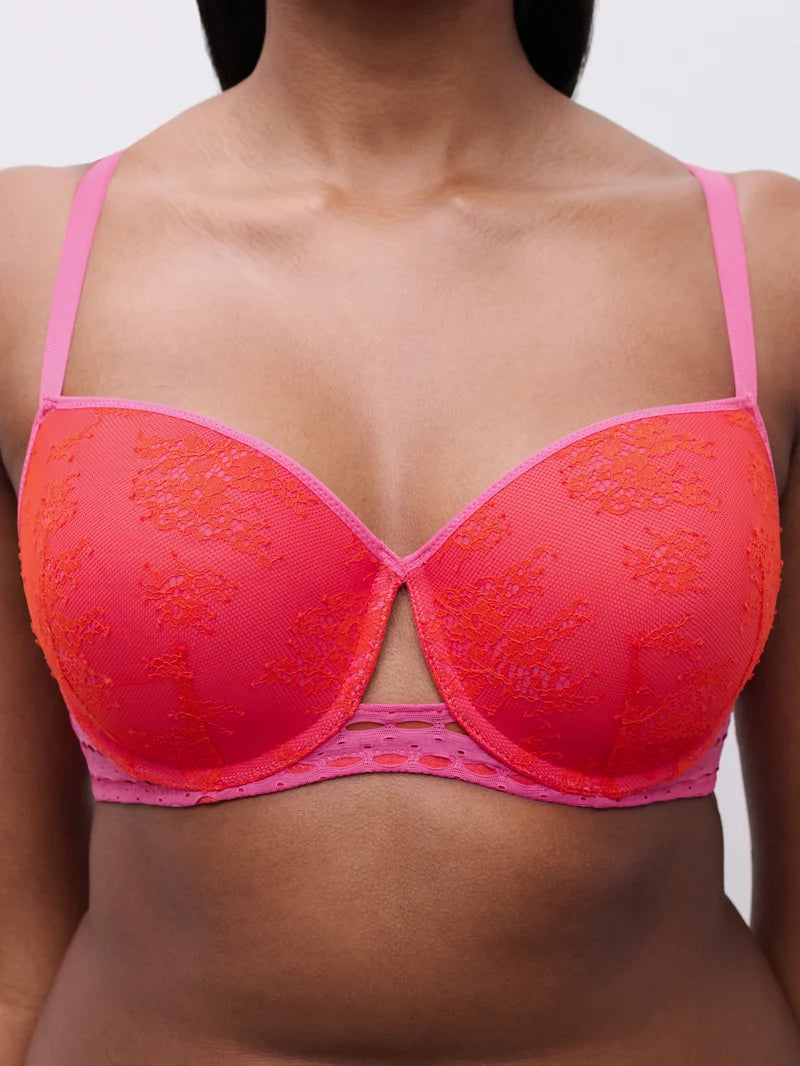 Chantelle - Poison Half-Cup T-Shirt Bra Flame Red / Fuchsia Purple