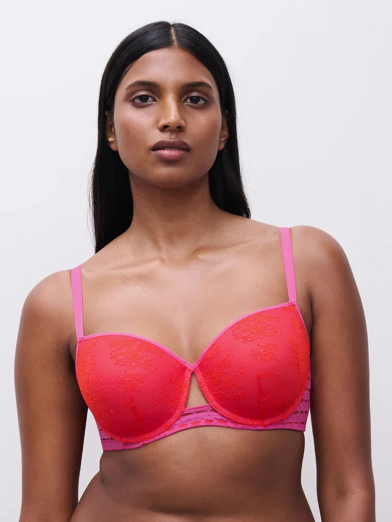 Chantelle - Poison Half-Cup T-Shirt Bra Flame Red / Fuchsia Purple