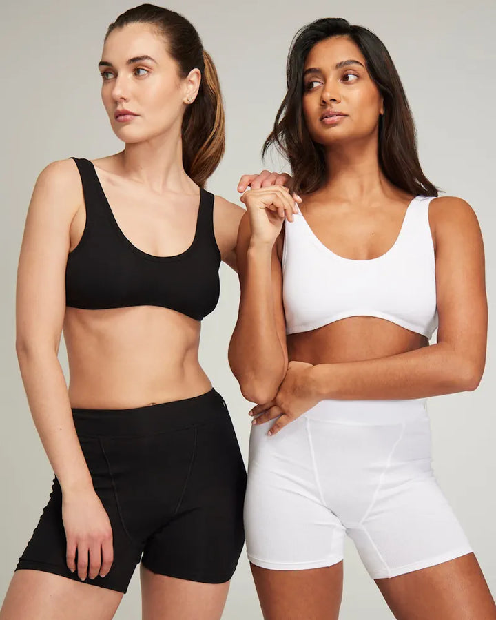 Nudea - Organic Cotton Dip Front Bralette 2 Pack Black & White