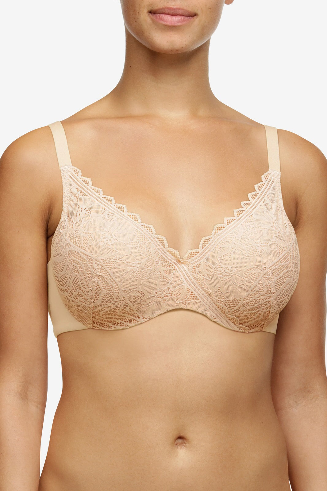 Soutien-Gorge Triangle Touche Florale Chantelle - Soutien-Gorge Triangle Beige Doré Chantelle