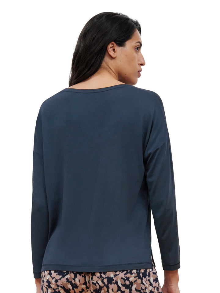 Femilet - T-Shirt Yara Ls Haut De Pyjama Bleu Foncé Marine Femilet