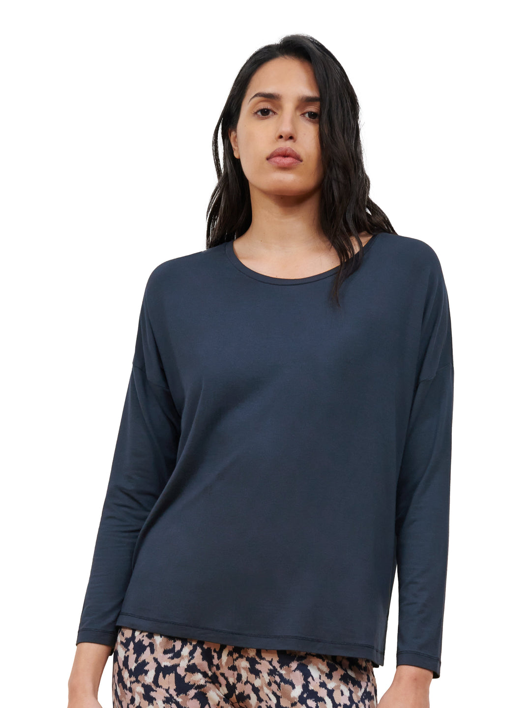 Femilet - Yara Camiseta Ls Top De Pijama Azul Marino Oscuro Femilet