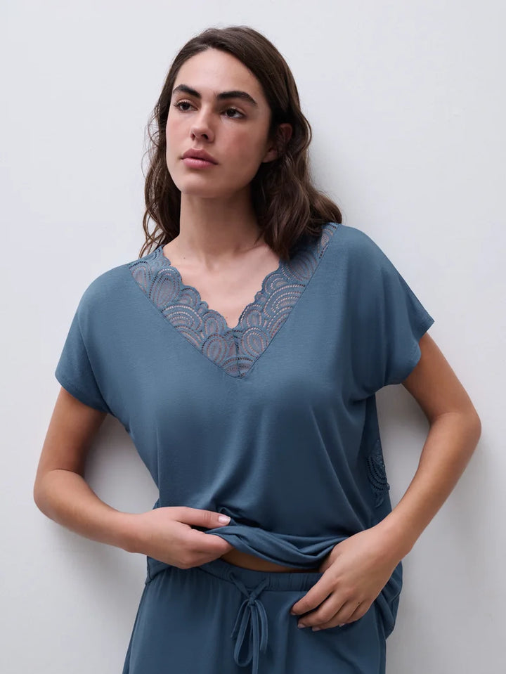 Femilet - Josie Short Sleeved Top Jeans Blue
