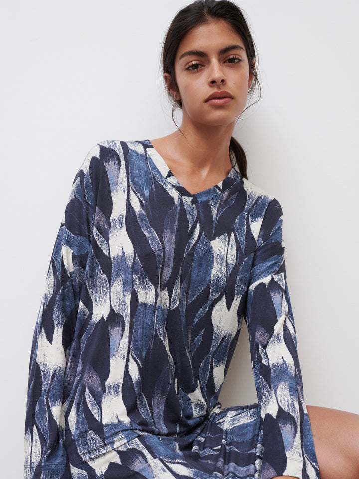Femilet - Loraine Nightgown Ls Floral Print