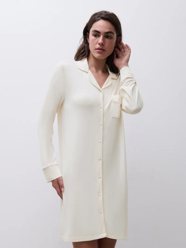 Femilet - Daisy Nightgown Long Sleeves Egret