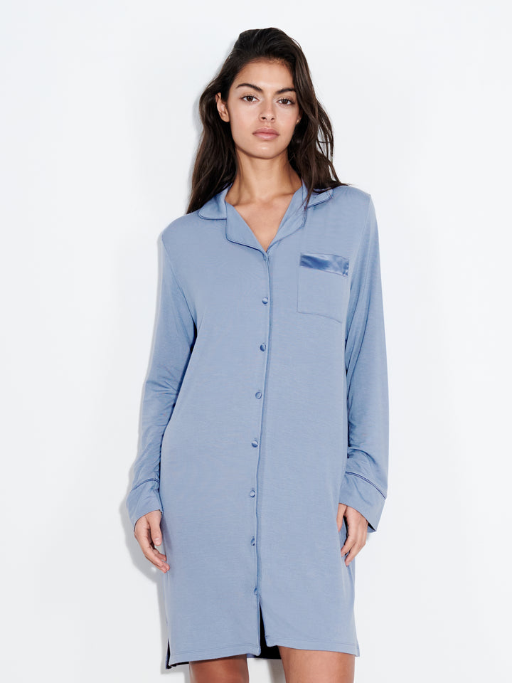 Femilet - Daisy Nightdress Long Sleeves Borneo Blue