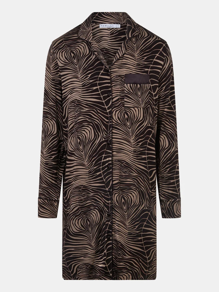 Femilet - Daisy Nightgown Long Sleeves Zebra Leaves