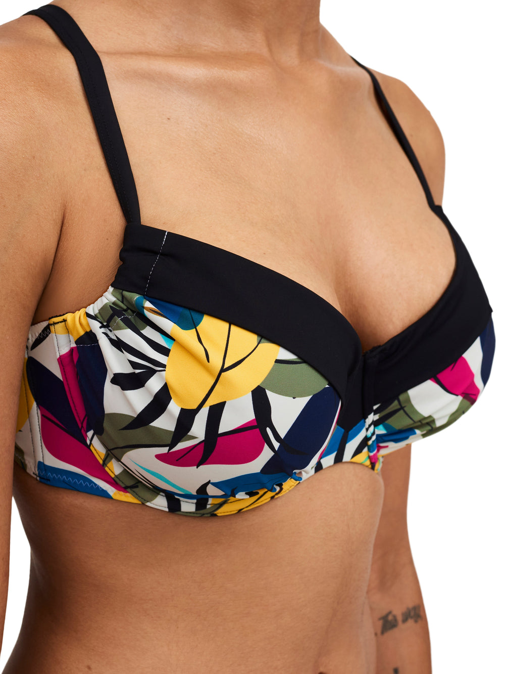 Trajes de Baño Femilet - Bikini Honduras Cubierto con Aros (Ajustable) Bikini Copa Completa Hojas Multicolor Trajes de Baño Femilet