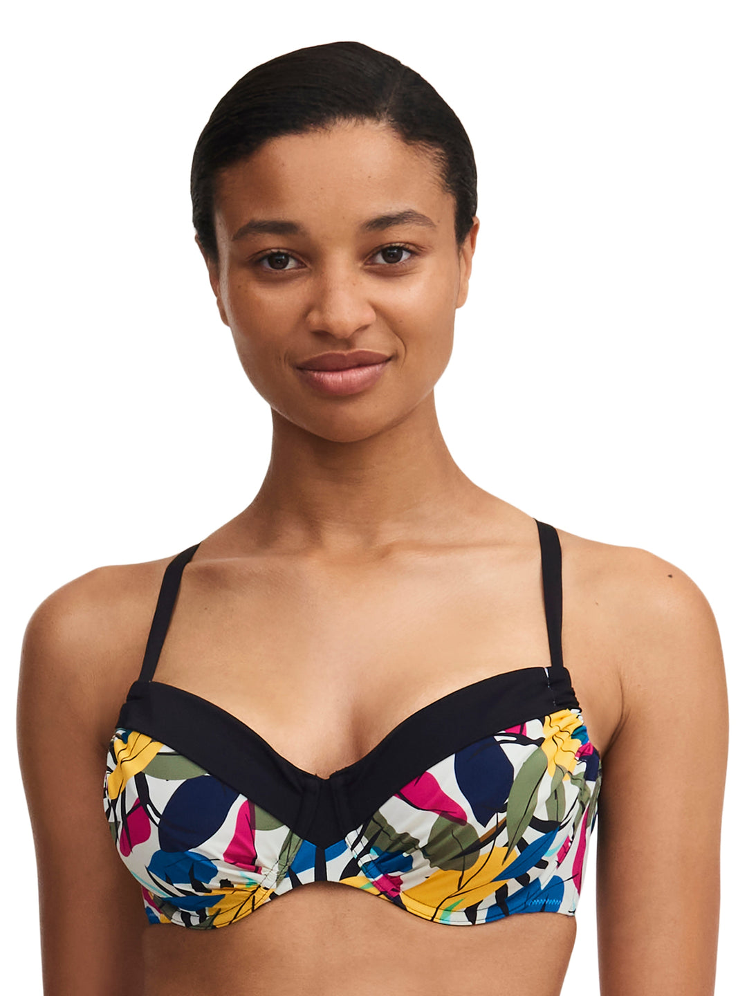 Femilet Bademode – Honduras Bedeckender Bügel-Bikini (verstellbar) Mehrfarbiger Vollschalen-Bikini mit Blättern von Femilet Bademode