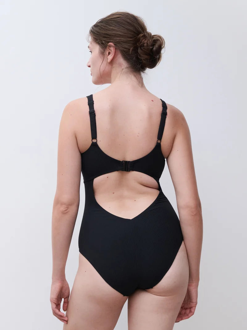 Femilet Swimwear - Navarino Wirefree Covering T-Shirt Swimsuit Black