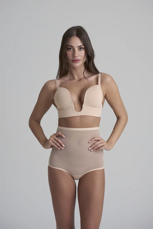 ByeBra - Forming Tulle Shapewear Mid Support Forming Tulle High Waist Brief Beige