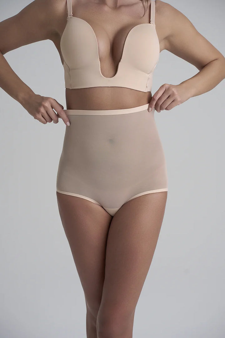 ByeBra - Forming Tulle Shapewear Mid Support Forming Tulle High Waist Brief Beige