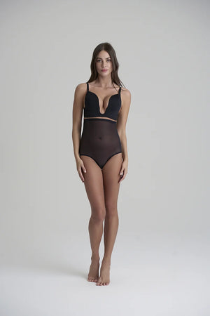 ByeBra - Forming Tulle Shapewear Mid Support Forming Tulle High Waist Brief Black