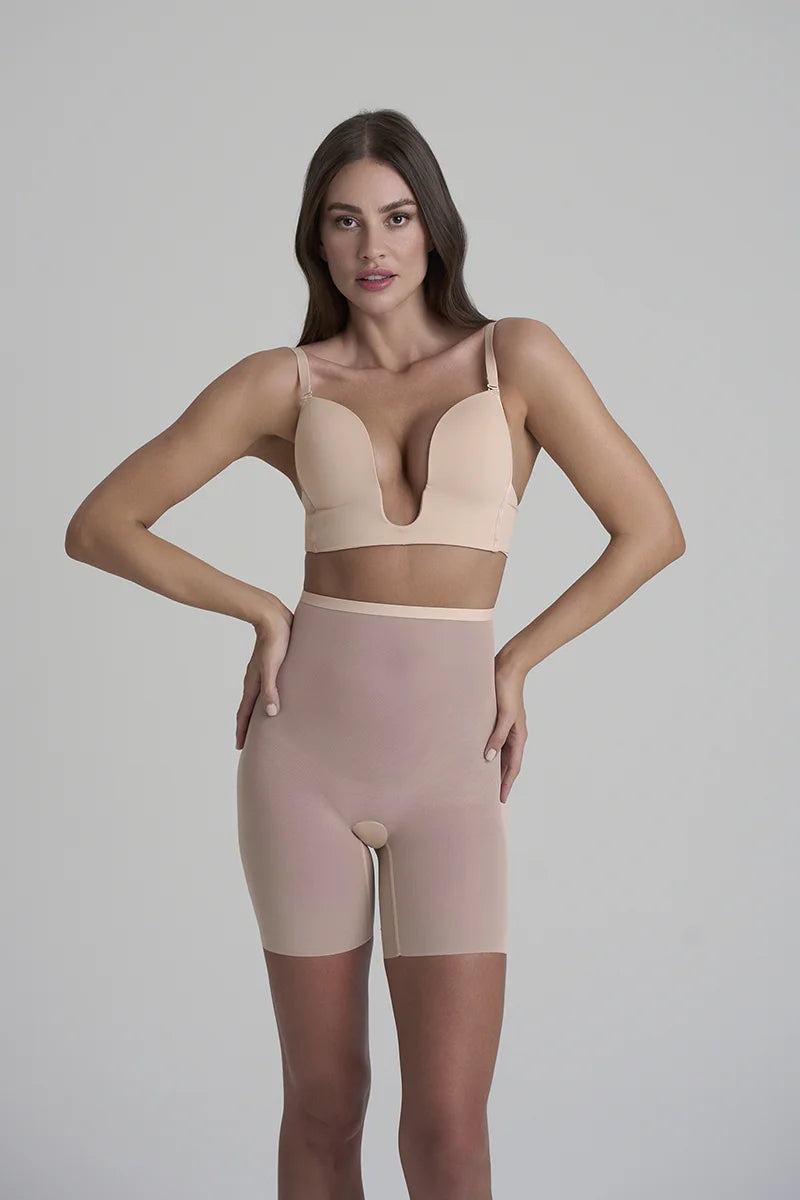 ByeBra - Forming Tulle Shapewear Mid Support Forming Tulle High Waist Short Beige