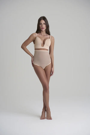 ByeBra - Forming Tulle Shapewear Mid Support Forming Tulle High Waist Thong Beige