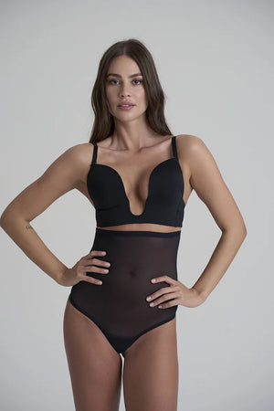 ByeBra - Forming Tulle Shapewear Mid Support Forming Tulle High Waist Thong Black