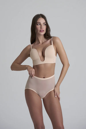 ByeBra - Forming Tulle Shapewear Mid Support Forming Tulle Mid Waist Brief Beige