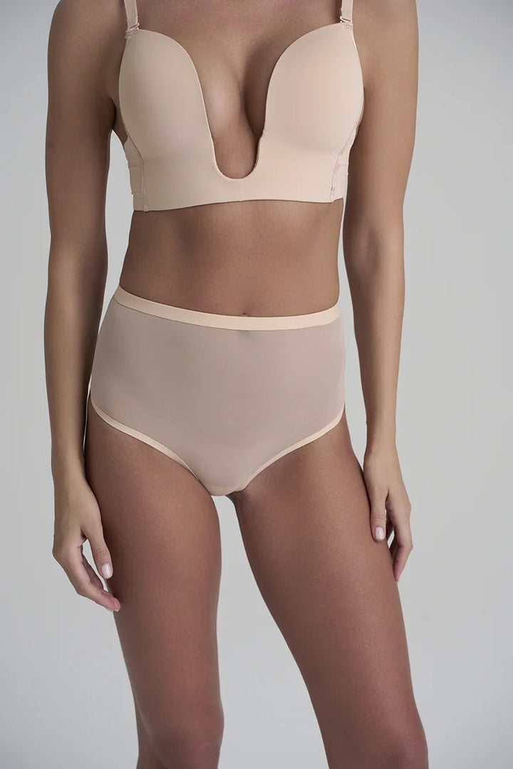 ByeBra - Forming Tulle Shapewear Mid Support Forming Tulle Mid Waist Thong Beige