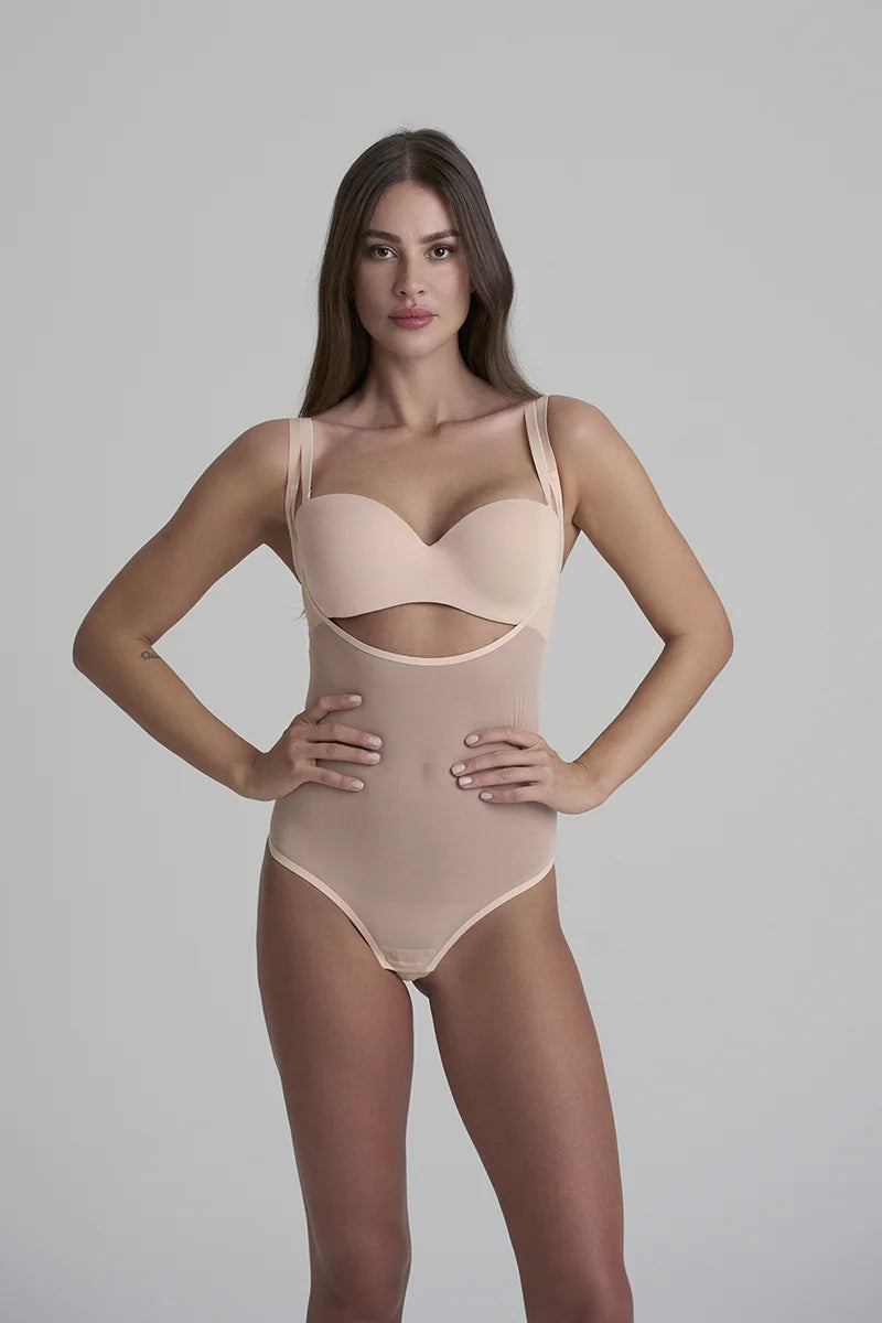 ByeBra - Forming Tulle Shapewear Mid Support Forming Tulle Bodysuit Beige