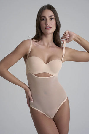 ByeBra - Forming Tulle Shapewear Mid Support Forming Tulle Bodysuit Beige