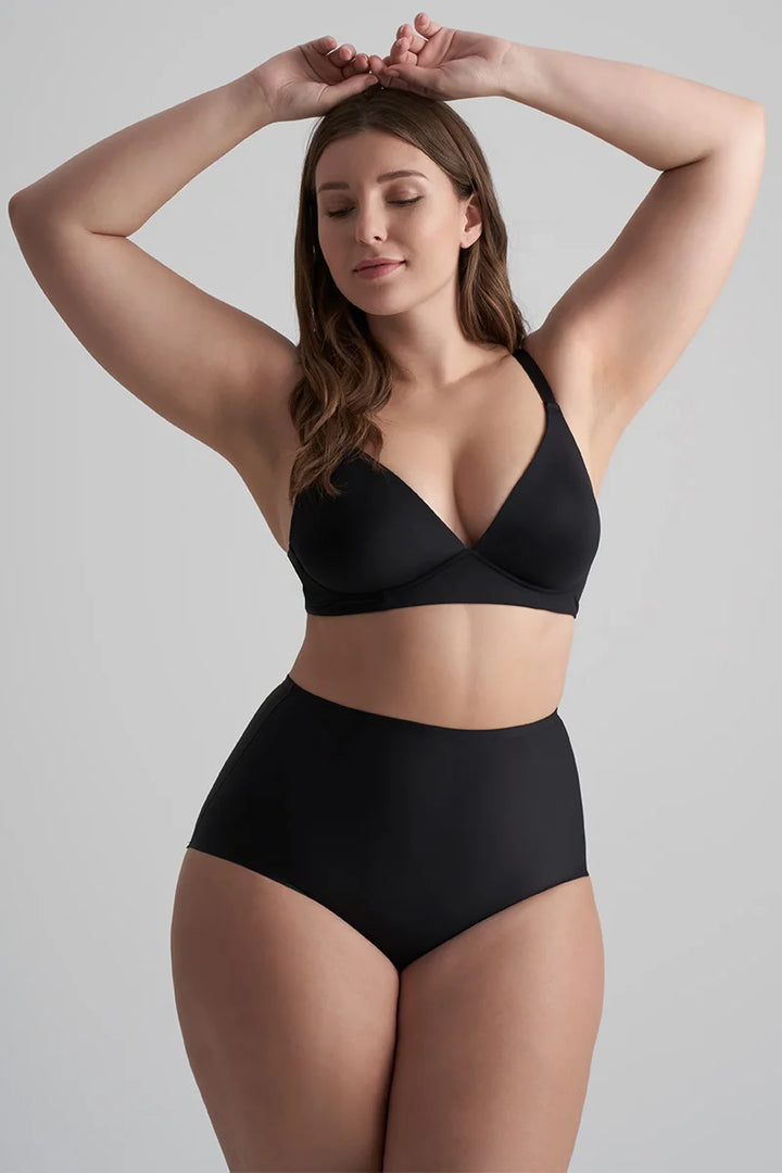 ByeBra - Invisible Shapewear Light Support Invisible Mid Waist Brief Black