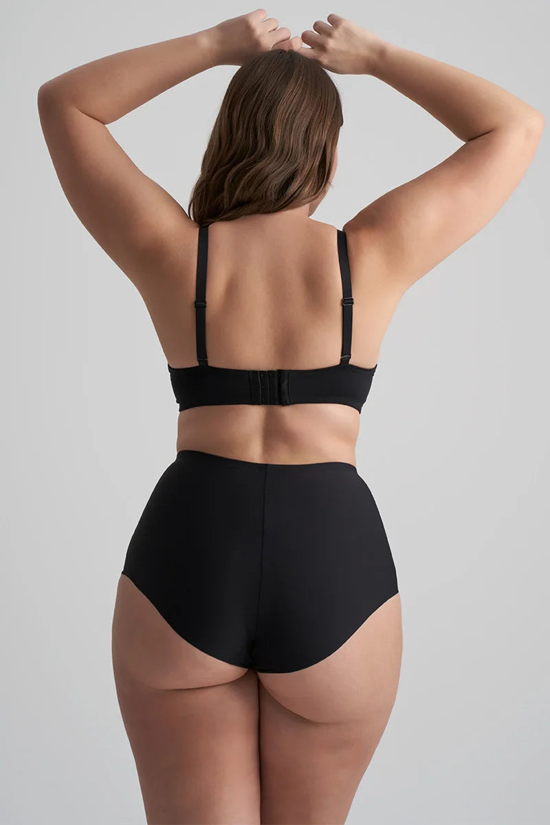 ByeBra - Invisible Shapewear Light Support Invisible Mid Waist Brief Black